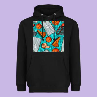 Basketball Uniform And Hoop Seamless Pattern Heavyweight Hoodie Designed By Bundleandbundleshop