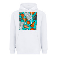 White basketball uniform and hoop seamless pattern Heavyweight Hoodie - BundleAndBundleShop