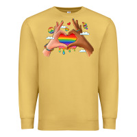 Antique Gold lgbtq pride hands Premium Sweatshirt - LillyAllenDesigns
