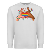 Dove Grey lgbtq pride hands Premium Sweatshirt - LillyAllenDesigns