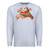Heather Grey lgbtq pride hands Premium Sweatshirt - LillyAllenDesigns