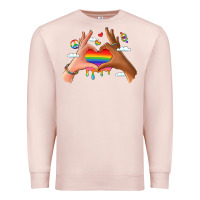 Pale Pink lgbtq pride hands Premium Sweatshirt - LillyAllenDesigns