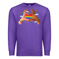 Purple lgbtq pride hands Premium Sweatshirt - LillyAllenDesigns
