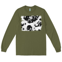 Army Green black and white cowhide backround Long Sleeve Tee - NancyCooperArtShop