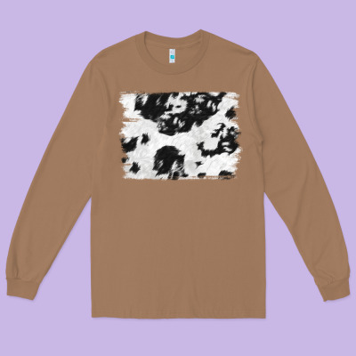 Black And White Cowhide Backround Long Sleeve Tee Designed By Nancycooperartshop