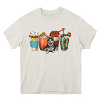 Cream alaskan husky dog coffee cups Heavy Core Tee - texasbilliewilder