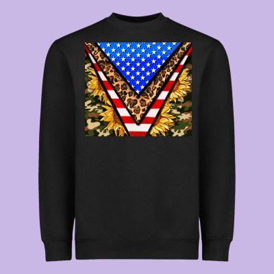 American Sunflower And Camouflage Heavyweight Sweatshirt Designed By Adodesignshop