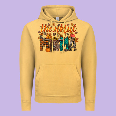 Thankful Mama Longhorn Vintage Hoodie Designed By Racoondesign