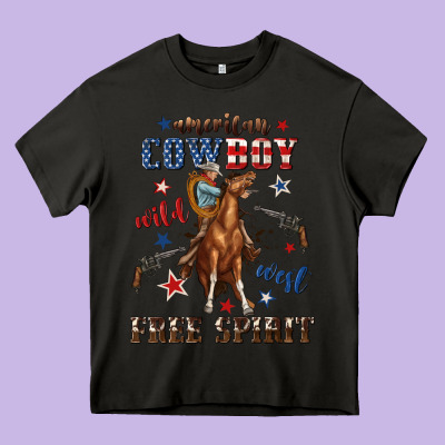 American Cowboy Wild West Free Spirit Heavy Core Tee Designed By Texasbilliewilder