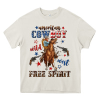 Cream american cowboy wild west free spirit Heavy Core Tee - texasbilliewilder