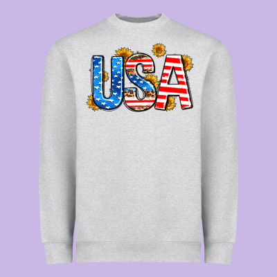 Usa Sunflower Heavyweight Sweatshirt Designed By Adodesignshop