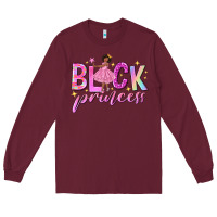 Burgundy black princess black girl Long Sleeve Tee - NancyCooperArtShop