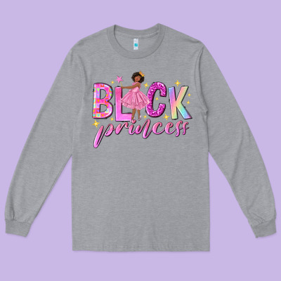 Black Princess Black Girl Long Sleeve Tee Designed By Nancycooperartshop