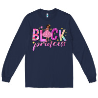 Navy black princess black girl Long Sleeve Tee - NancyCooperArtShop