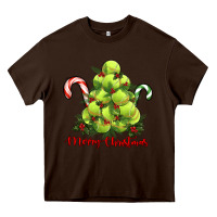Chocolate Brown Merry Christmas Tennis Heavy Core Tee - RanaPortraitStore