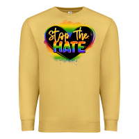 Antique Gold stop the hate pride lgbtq heart Premium Sweatshirt - LillyAllenDesigns