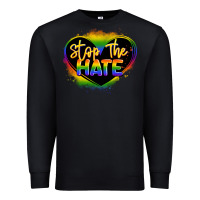 Black stop the hate pride lgbtq heart Premium Sweatshirt - LillyAllenDesigns