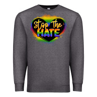 Charcoal Heather stop the hate pride lgbtq heart Premium Sweatshirt - LillyAllenDesigns