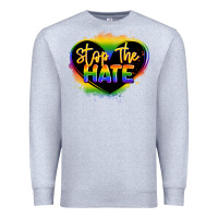 Heather Grey stop the hate pride lgbtq heart Premium Sweatshirt - LillyAllenDesigns