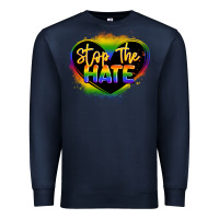 Navy stop the hate pride lgbtq heart Premium Sweatshirt - LillyAllenDesigns