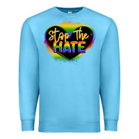 Ocean Blue stop the hate pride lgbtq heart Premium Sweatshirt - LillyAllenDesigns