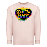 Pale Pink stop the hate pride lgbtq heart Premium Sweatshirt - LillyAllenDesigns