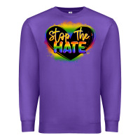Purple stop the hate pride lgbtq heart Premium Sweatshirt - LillyAllenDesigns