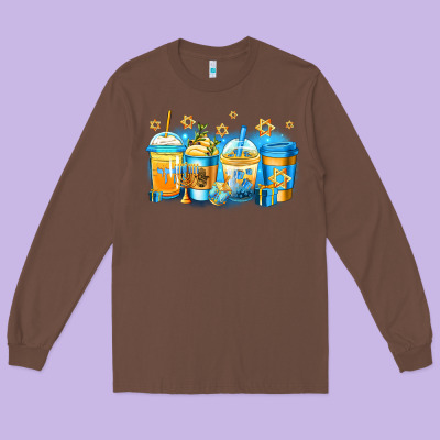 Hanukkah Coffee Long Sleeve Tee Designed By Jasminsmagicworld