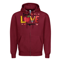 Burgundy teach love inspire Zipper Hoodie - MaliasSmallBusiness