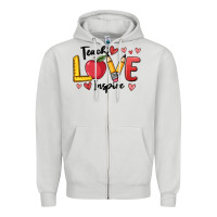 Dove Grey teach love inspire Zipper Hoodie - MaliasSmallBusiness