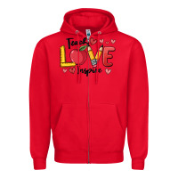 Red teach love inspire Zipper Hoodie - MaliasSmallBusiness