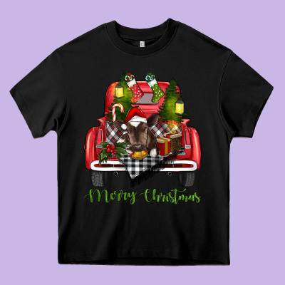 Merry Christmas Farm Truck With Baby Cow Heavy Core Tee Designed By Ranaportraitstore