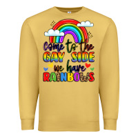 Antique Gold come to the gay side we have rainbows Premium Sweatshirt - LillyAllenDesigns