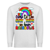 Oatmeal Heather come to the gay side we have rainbows Premium Sweatshirt - LillyAllenDesigns