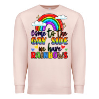 Pale Pink come to the gay side we have rainbows Premium Sweatshirt - LillyAllenDesigns