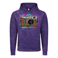 Cloud Purple tie dye gemstone vintage camera Vintage Hoodie - FaDigitalArtStudio