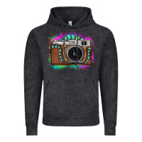 Vintage Black tie dye gemstone vintage camera Vintage Hoodie - FaDigitalArtStudio