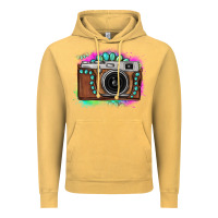 Vintage Mustard tie dye gemstone vintage camera Vintage Hoodie - FaDigitalArtStudio