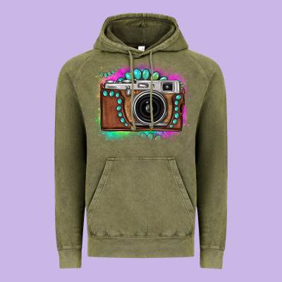 Tie Dye Gemstone Vintage Camera Vintage Hoodie Designed By Fadigitalartstudio
