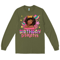 Army Green birthday princess with afro girl Long Sleeve Tee - NancyCooperArtShop