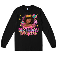 Black birthday princess with afro girl Long Sleeve Tee - NancyCooperArtShop