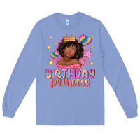 Colony Blue birthday princess with afro girl Long Sleeve Tee - NancyCooperArtShop