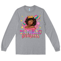 Heather Grey birthday princess with afro girl Long Sleeve Tee - NancyCooperArtShop