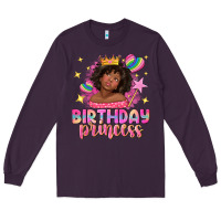 Plum birthday princess with afro girl Long Sleeve Tee - NancyCooperArtShop