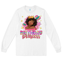 White birthday princess with afro girl Long Sleeve Tee - NancyCooperArtShop