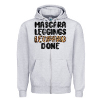 Heather Grey mascara leopard done Zipper Hoodie - MaliasSmallBusiness