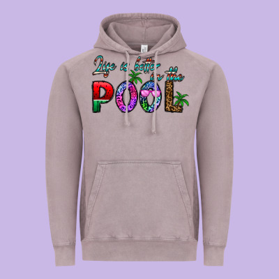 Life Is Better İn The Pool Vintage Hoodie Designed By Cowhidedigitalart