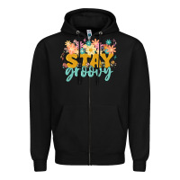 Black stay groovy Zipper Hoodie - MaliasSmallBusiness