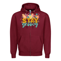 Burgundy stay groovy Zipper Hoodie - MaliasSmallBusiness