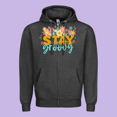 Stay Groovy Zipper Hoodie Designed By Maliassmallbusiness